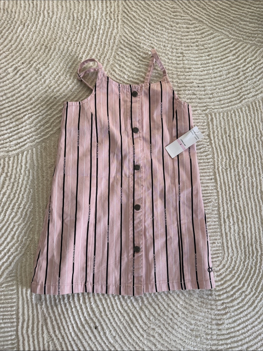 Calvin Klein Jeans Pink with Black Stripe Button-Front Tank Dress
